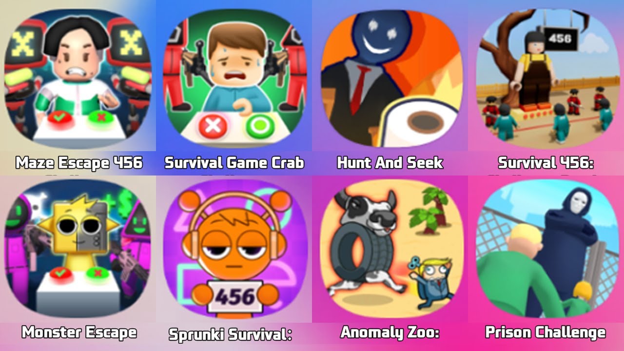 Survival Rush Mini Challenge, Prison Challenge Run Survival, Squid Game 3D, 456 Squid Survival