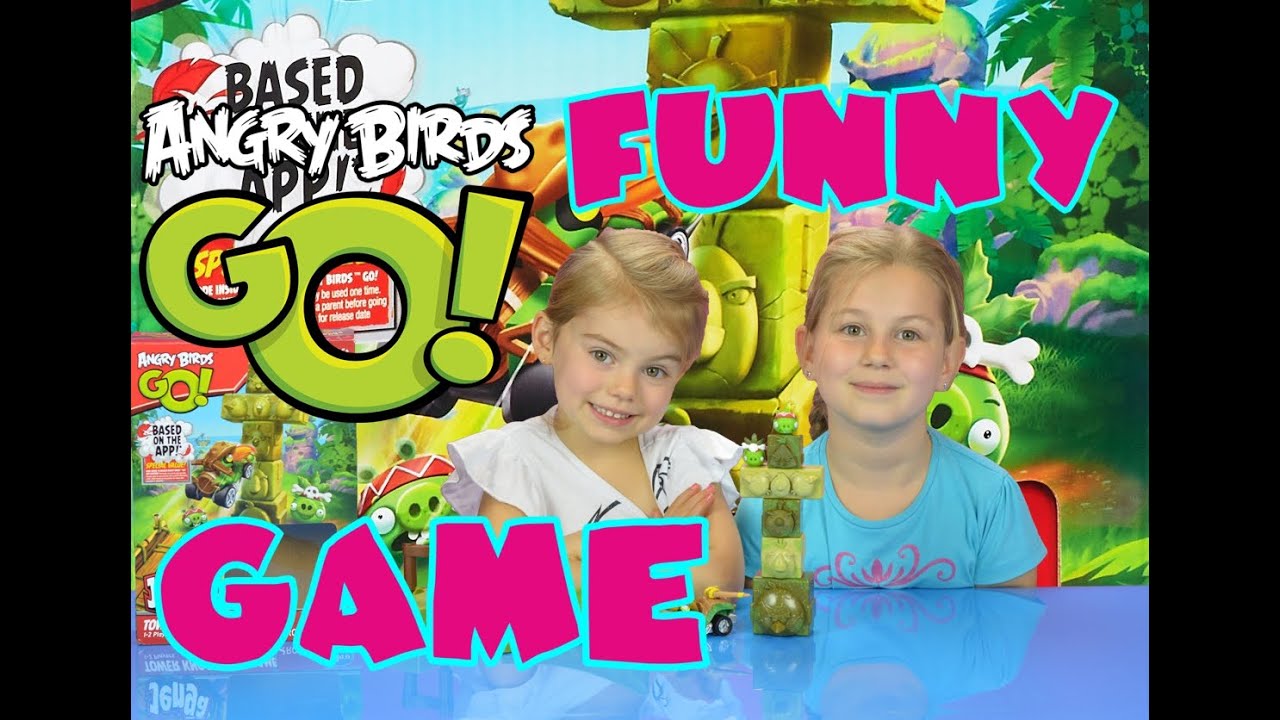 ANGRY BIRDS GO! Jenga Tower Knockdown Funny play game Princess Adventures TV