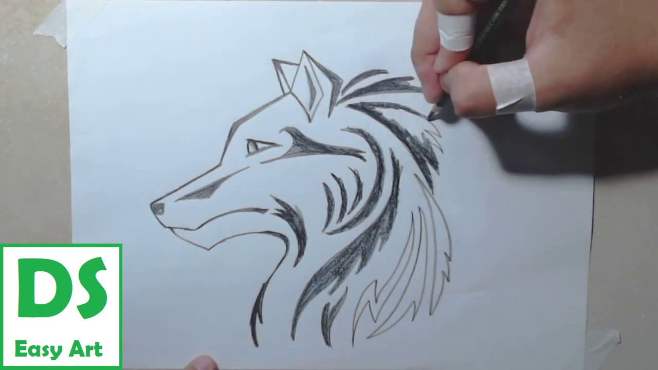 Como desenhar um lobo passo a passo estilo tattoo