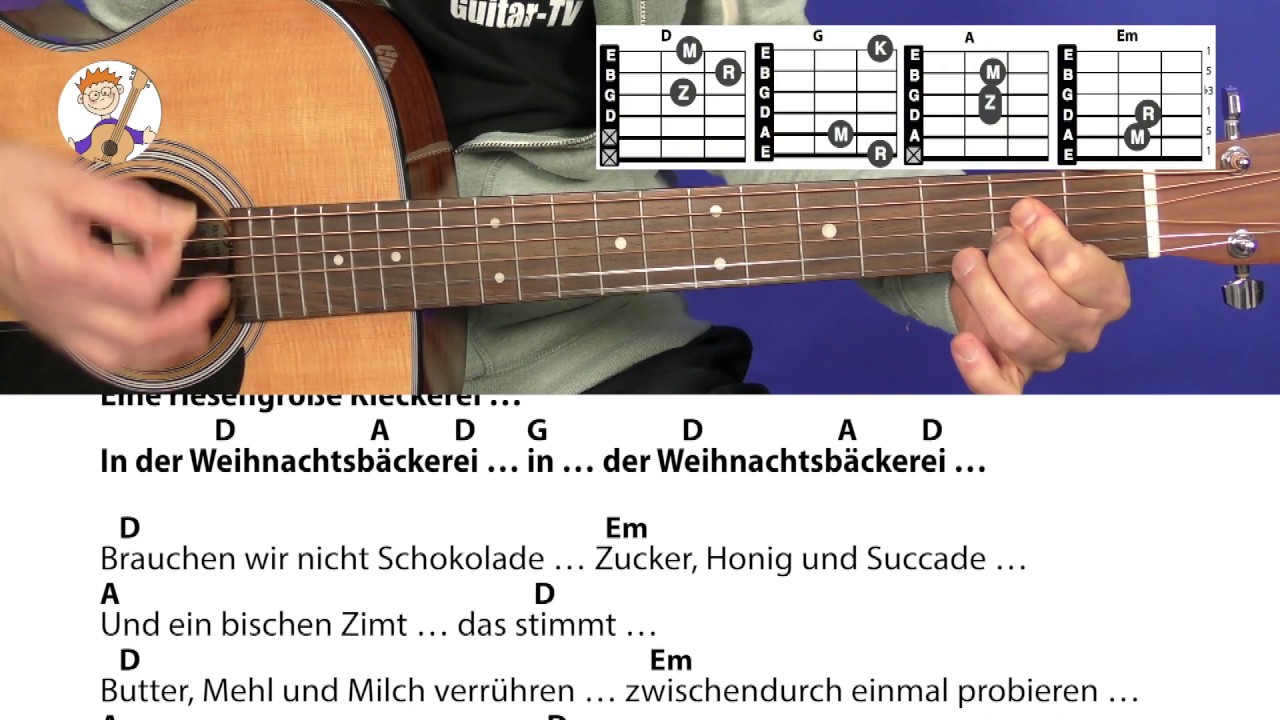 In der Weihnachtsbäckerei - Rolf Zuckowski, Akkorde & Text für Gitarre zum Mitspielen