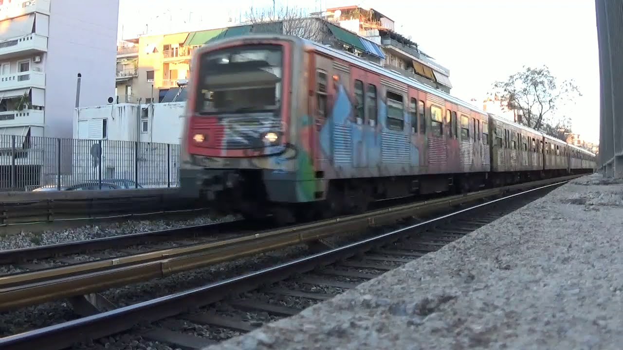 Athens Metro line 1: EMU trains at Patissia area (Aghios Eleftherios and Kato Patissia stations)