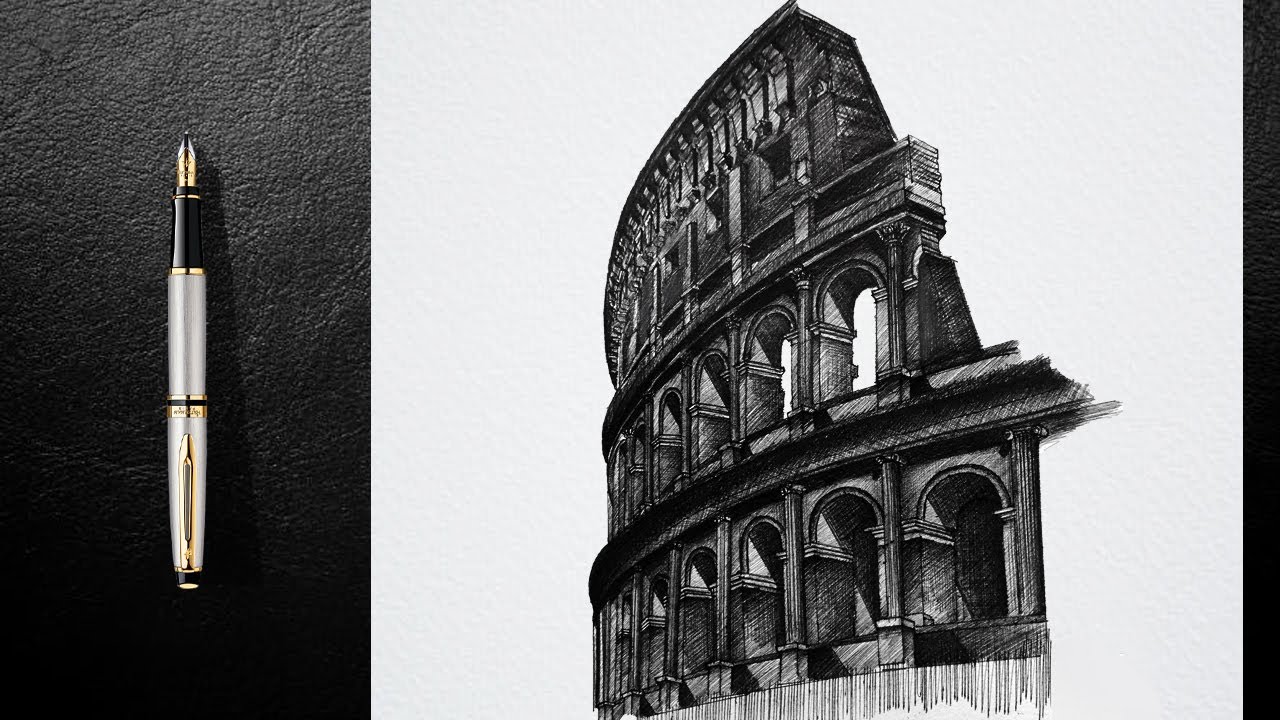 how to draw Colosseum professionally in Architecture ( Famous historical building )