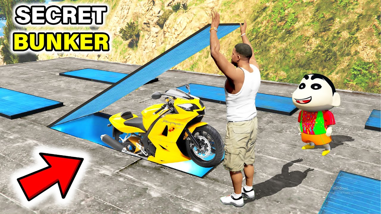GTA 5 : Franklin and Shinchan Found Hidden BUNKER over Franklin's ROOF in GTA 5 ! (GTA 5 mods)