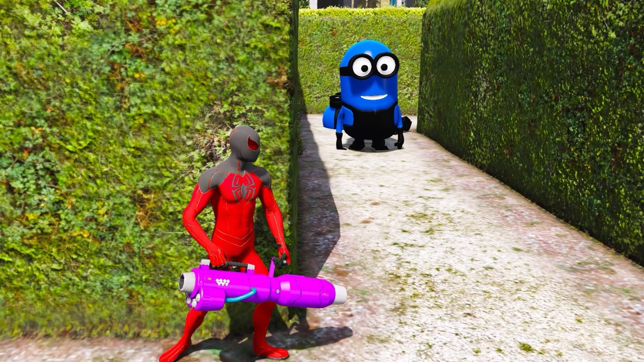 GTA 5: RED SPIDERMAN vs MINION – Epic Funny Ragdolls Battle! #12