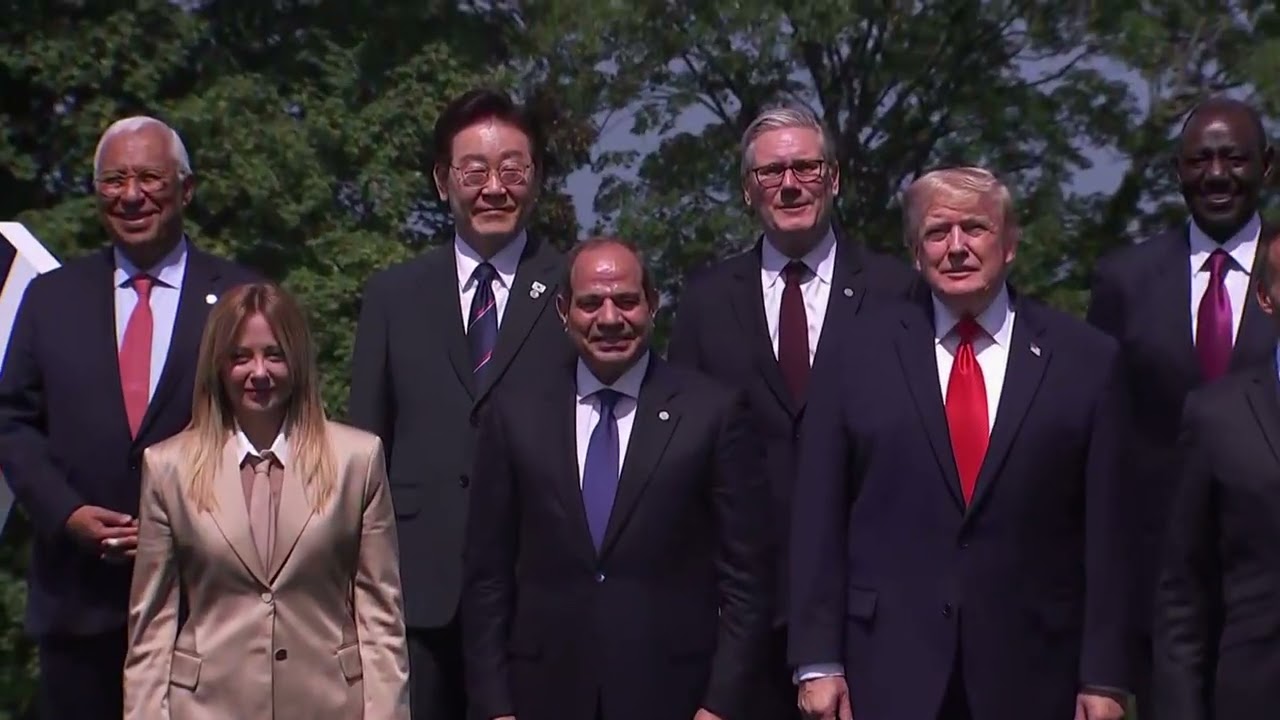 President Trump participates in G7 group photo