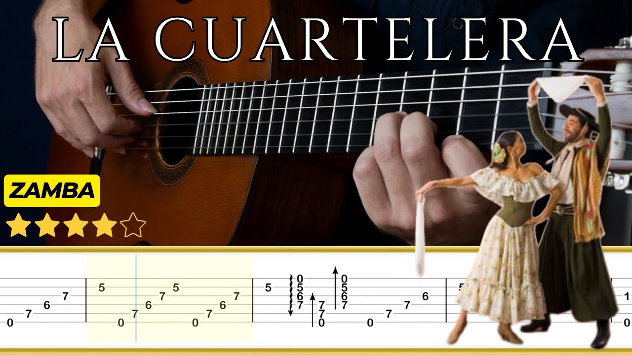 LA CUARTELERA (Zamba) 🎸 Eduardo Falú  || Tutorial para Guitarra Clásica + TABS| (Normal/Lento)