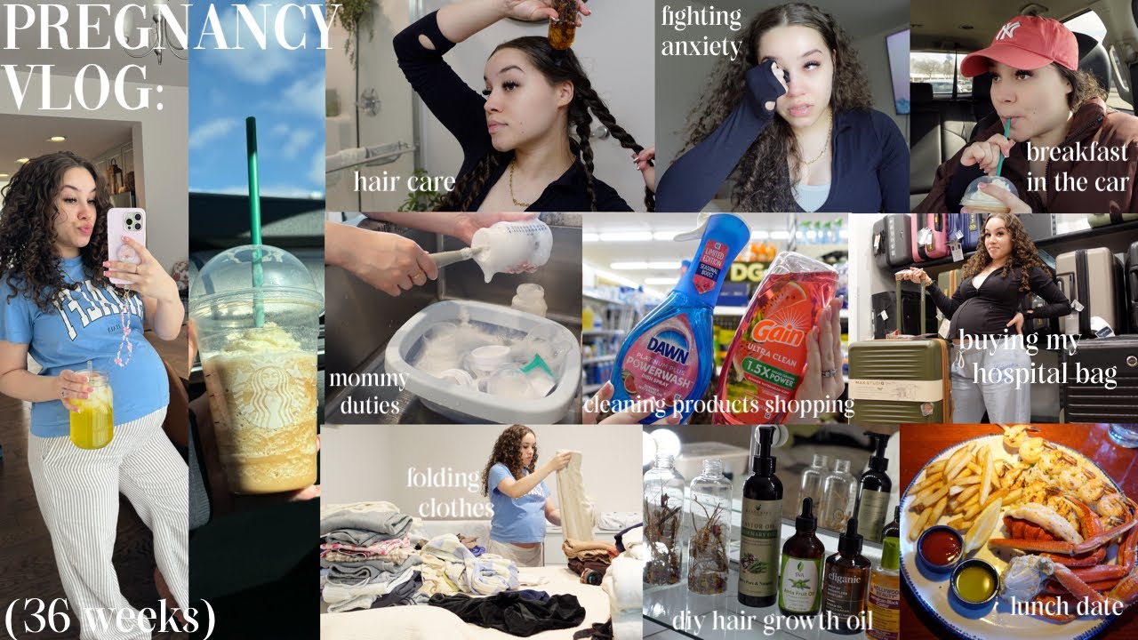 VLOG: 36 weeks pregnant +fighting anxiety +diy hair growth oil +hospital bag +being productive +etc.