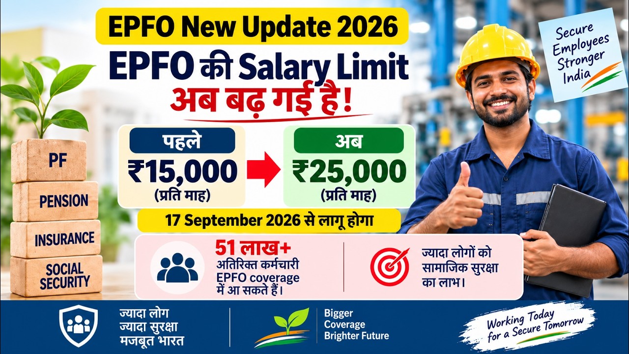 EPFO New Rule 2026 🚨 Salary Limit ₹15,000 से ₹25,000 | PF Calculation & In-Hand Salary Impact