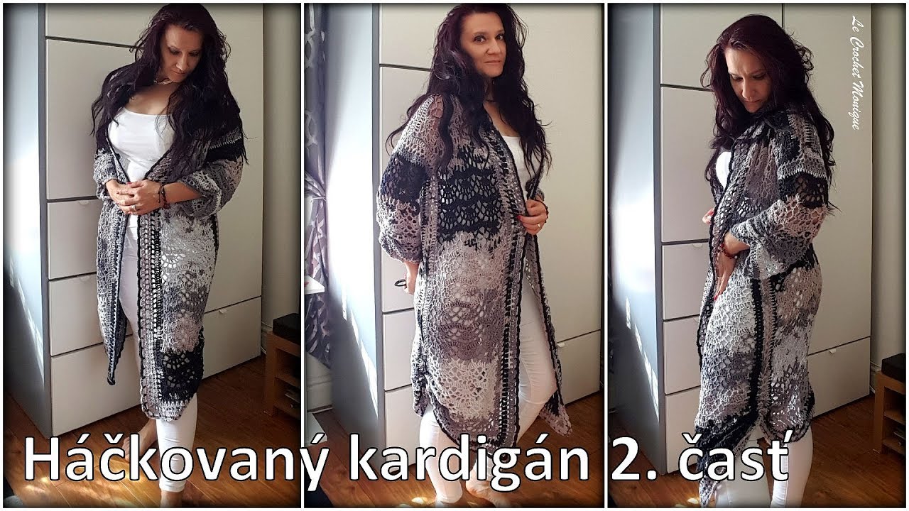 Háčkovaný kardigán - 2. časť/Crocheted Cardigan part 2(english subtitles)