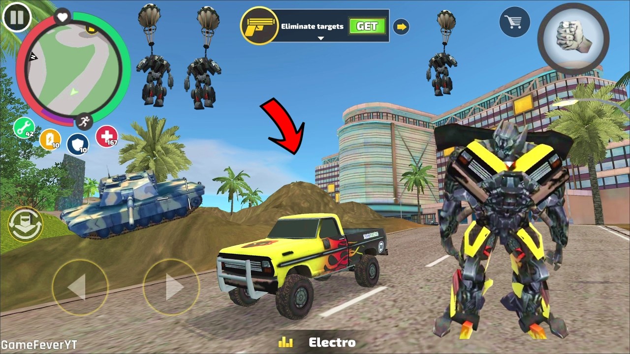 Rope Hero Vice Town (Transformer Monster Truck Fight Robot Car) Rope Hero into Giant Robot Truck