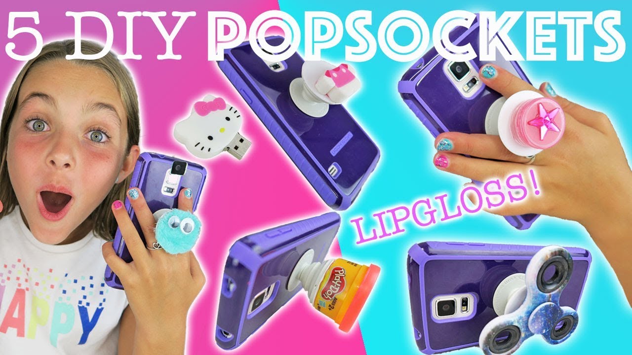 5 Best Easy DIY Popsocket Crafts | How To Phone DIY Projects w/ Ava | Kids Cooking and Crafts