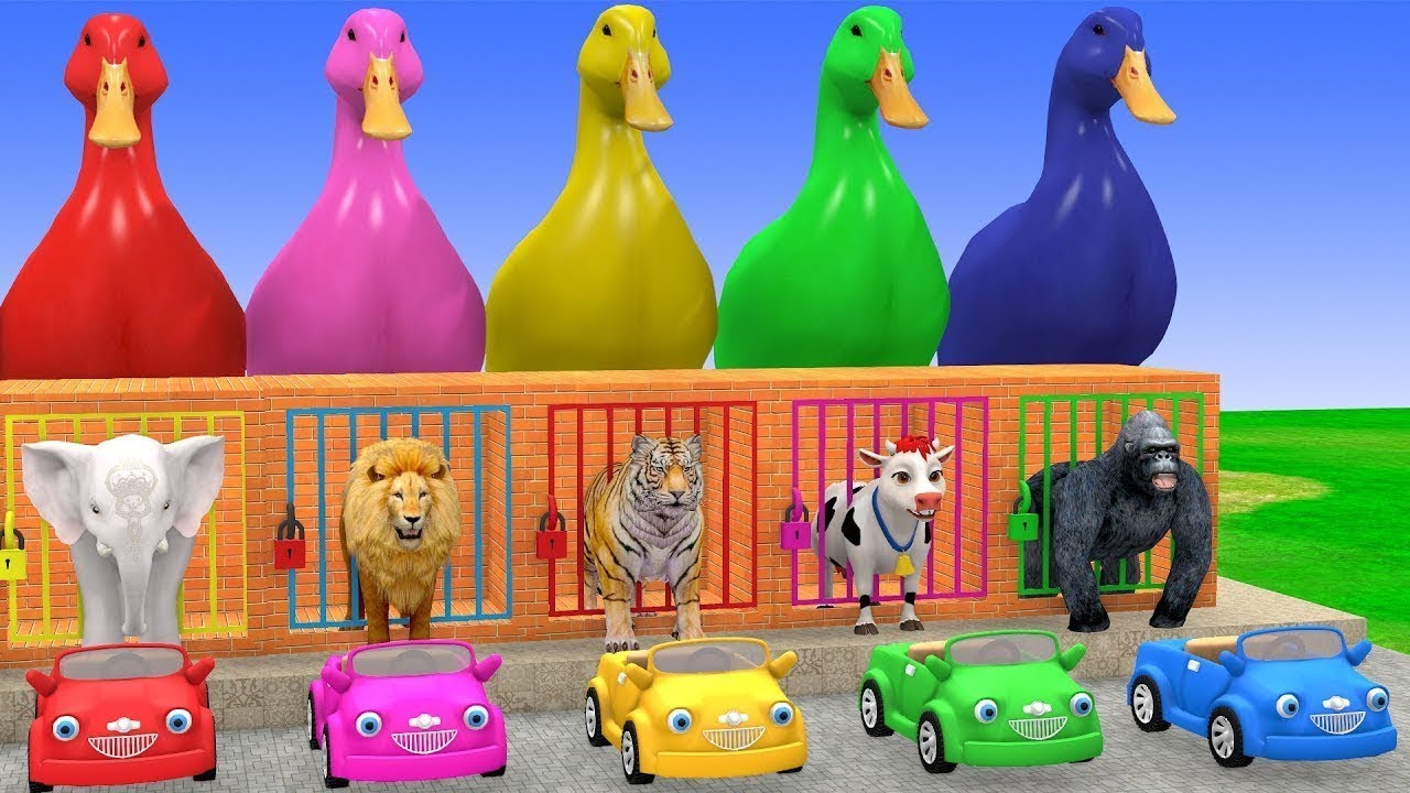 Long Slide Game with Cow Elephant Gorilla Hippopotamus Tiger 3d Animal Game Funny 3d Animals