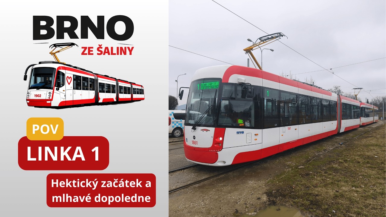 🚋 Brno ze šaliny | Linka 1 / Rakovecká - Řečkovice | Strastiplná dvojice draků a sychravé dopoledne