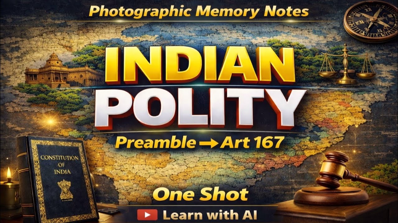 Indian Polity One Shot | Preamble to Article 167 Complete |Photographic Memory Notes| All Exams 2026
