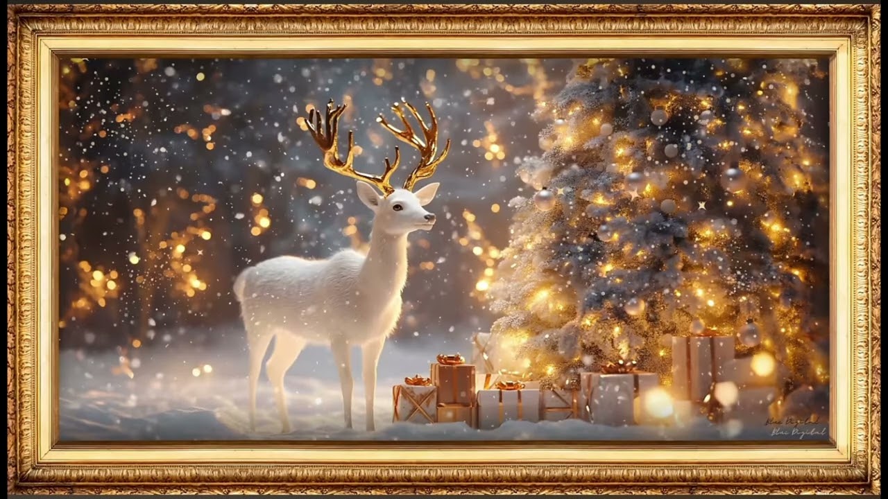 Reklamsız yılbaşı kış TV tablo ad free magical christmas light add free art frame art for your tv