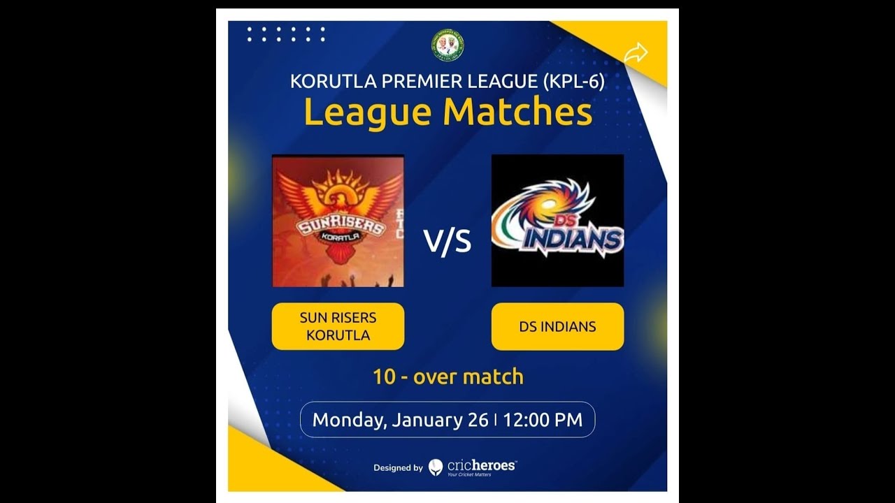 KORUTLA PREMIER LEAGUE (KPL-6)SUN RISERS KORUTLA-VS- DS INDIANS,
