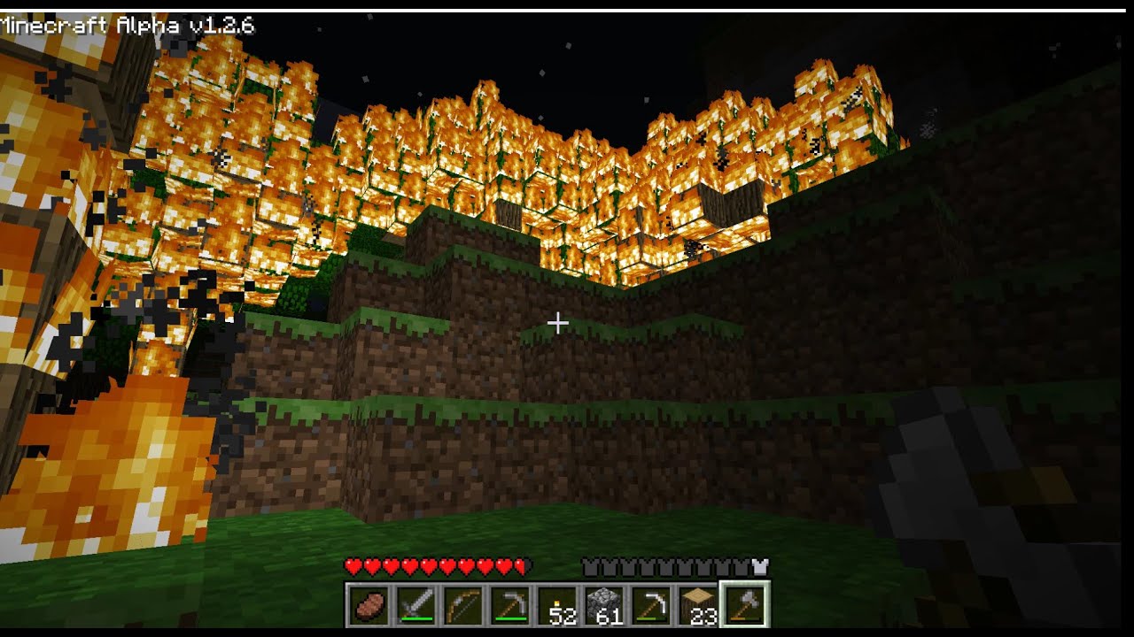 Minecraft Alpha - HUGE forest fire!