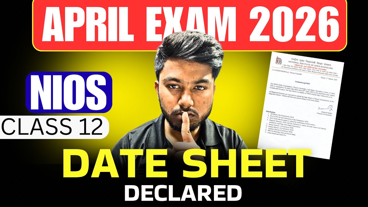 NIOS April 2026 Date Sheet (Theory & Practical) | TMA Marks Declared | No Fail | Good News