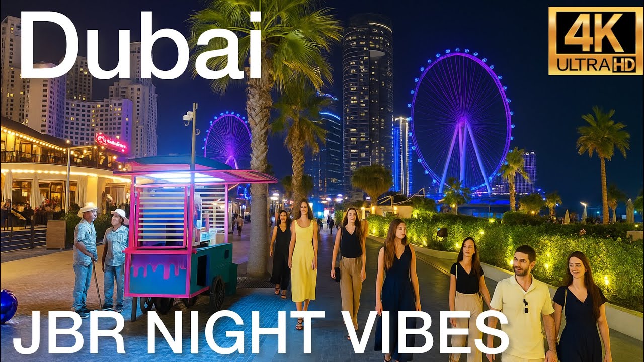 JBR Night Walk Tour Dubai | Jumeirah Beach Residence Nightlife Walk 2025