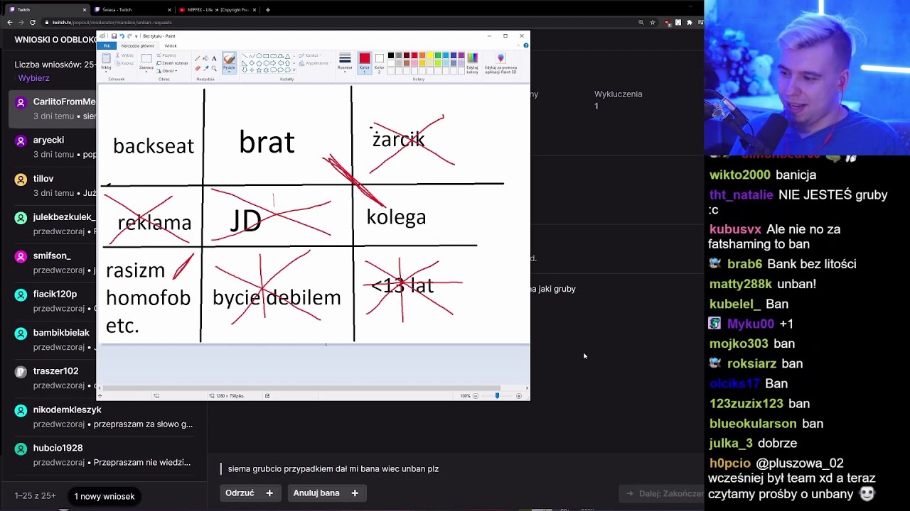 MANDZIO BANUJE OSOBY NA TWITCHU!- [JD, EWROON, GRUBAS]  #1