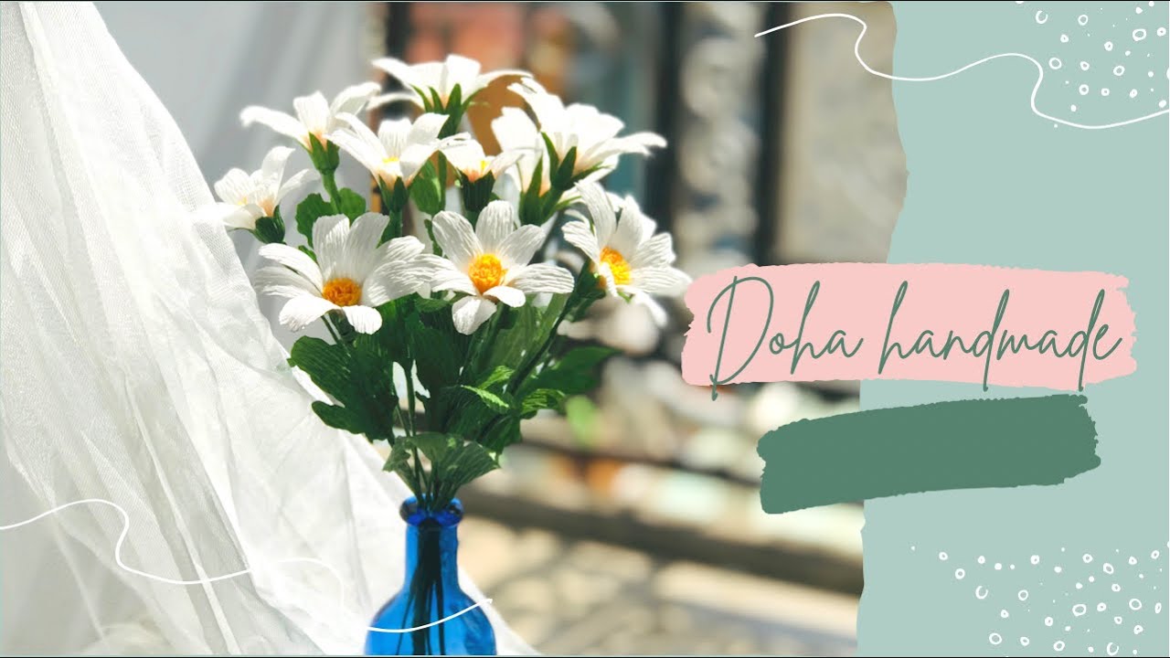 Làm Hoa Cúc dại bằng giấy| Paper Daisy flower| Doha Handmade