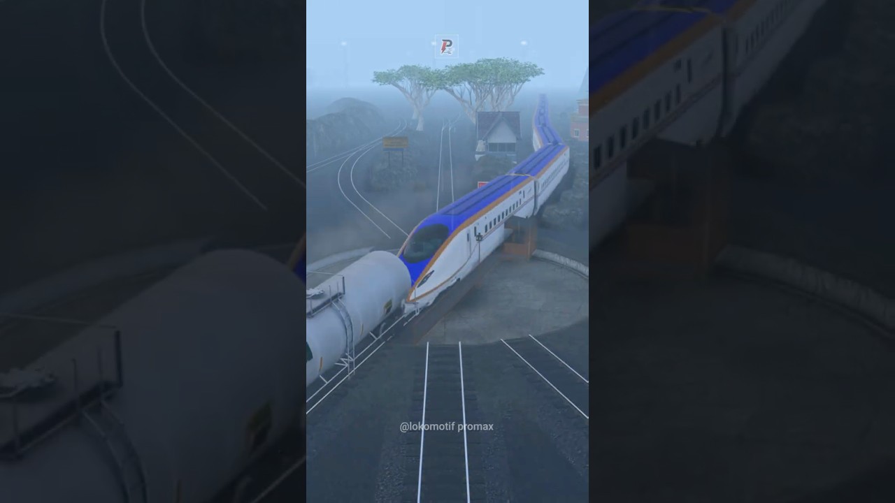 High Speed Train Crashes into 3 Trains Queue at Turntable Cross #train #railroad #railtrack #railway