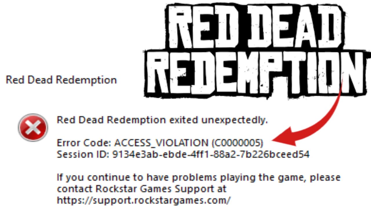 Red Dead Redemption неожиданно завершился. Код ошибки: Нарушение доступа C0000005.