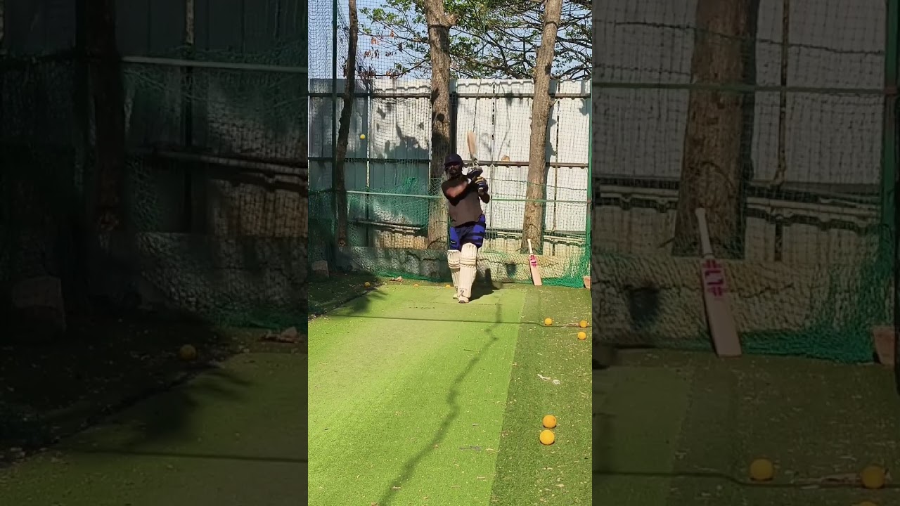 Net practice - 5 | Bowling machine practice | leather ball | Bat swing and inside out shot #cricket.