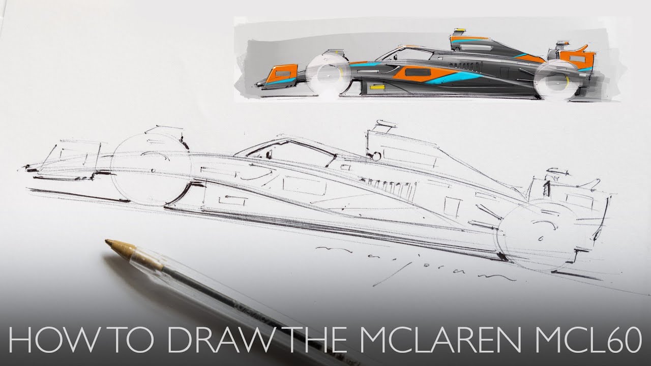 Как нарисовать болид Формулы-1 McLaren MCL60 всего за несколько минут! Простые инструкции — рисуй...