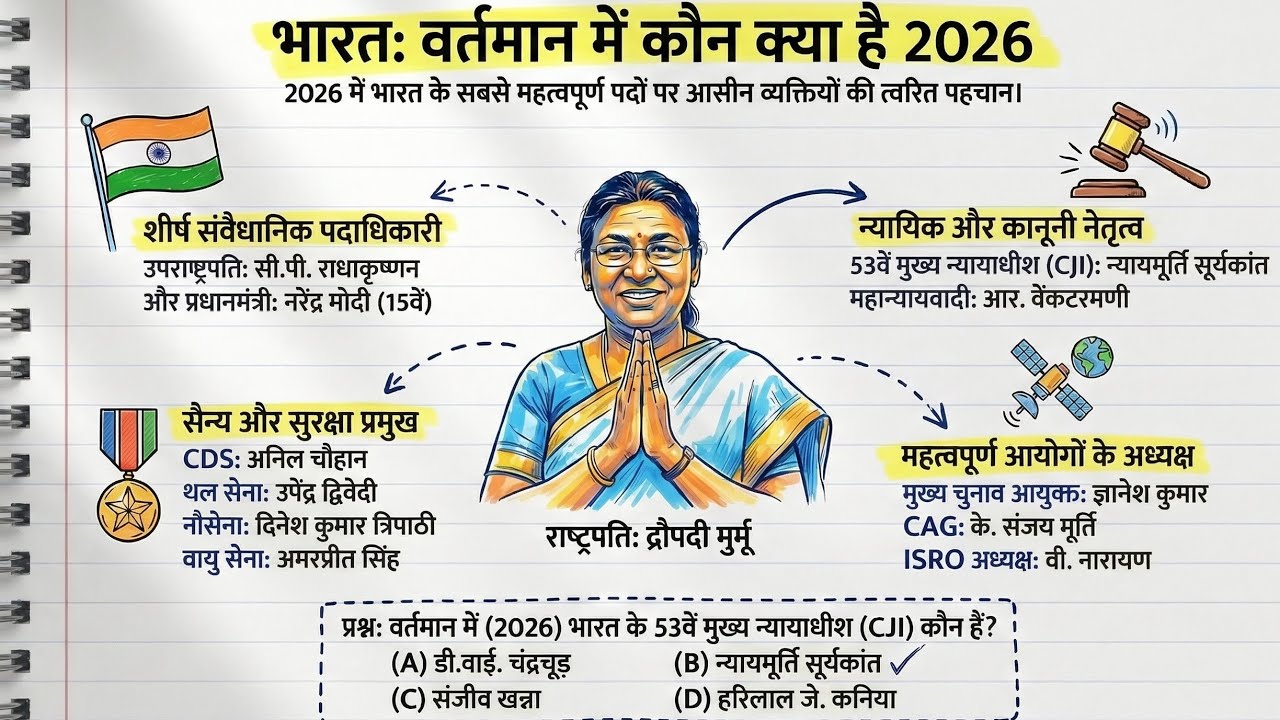 वर्तमान में कौन क्या है 2026 | March 2026 Current Affairs | UKPSC UKSSSC Important Current Affairs