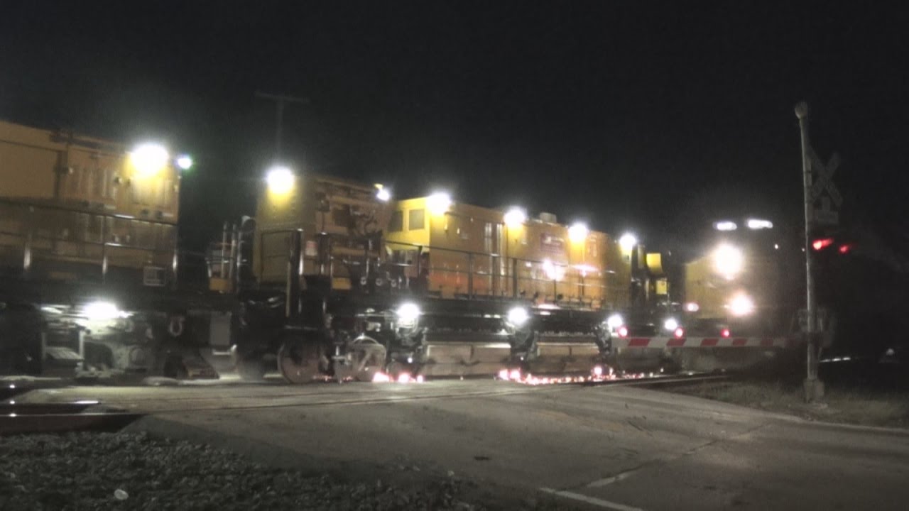 The Loram Rail Grinder- Where Sparks Fly-Working In The Night!
