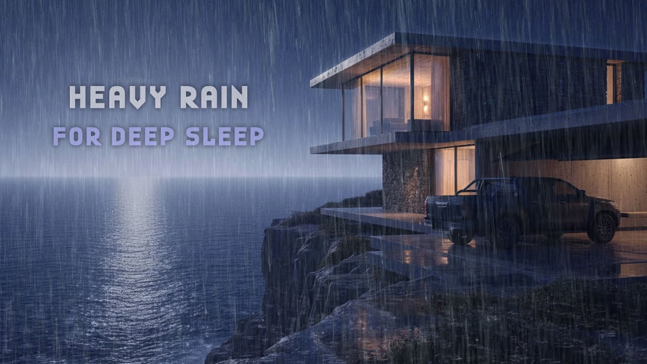 Peaceful Night Sleep 🌊🌧️ | Calm Coastal Rain at a Cliffside House by the Ocean