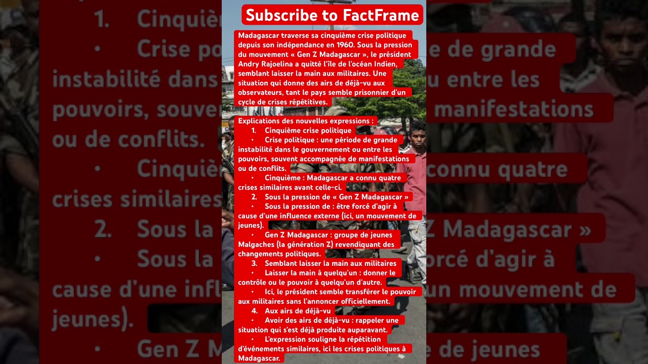#Madagascar, #Politique, #CrisePolitique, #GenZMadagascar, #AndryRajoelina, #Afrique #breakingnews