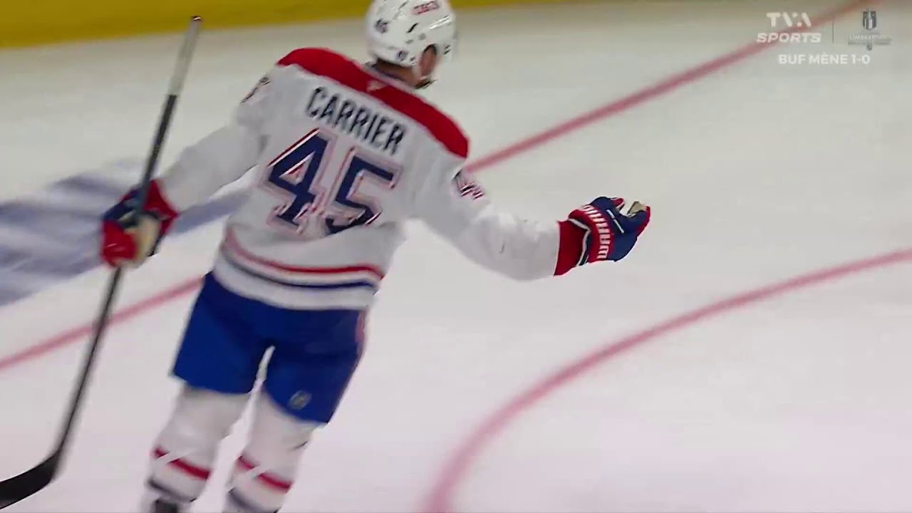 Alex Carrier profite de la glissade de Tage Thompson pour marquer le 4e but du CH!