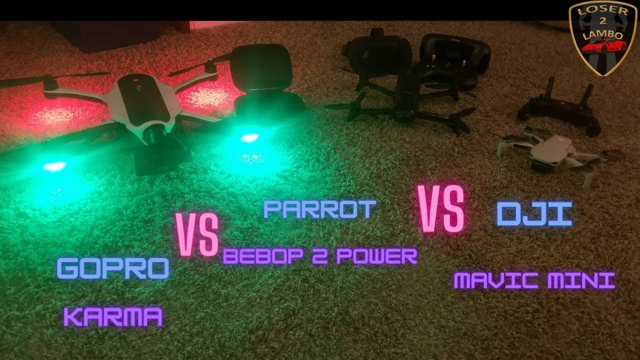 Dji Mavic Mini vs Parrot Bebop 2 power vs Go Pro Karma comparison