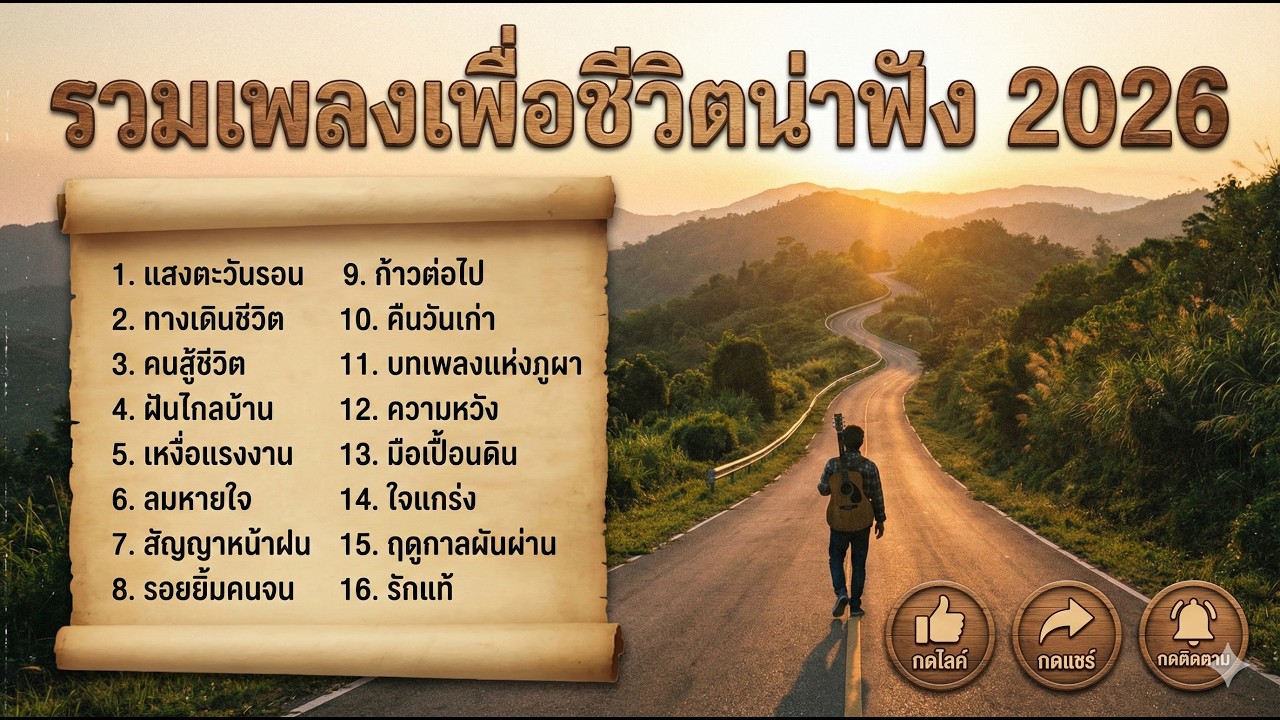 แนวเพลงเพื่อชีวิตน่าฟัง2026 ฟังแก้เบื่อเวลาทำงวาน เวลานั่งในวงเหล้า