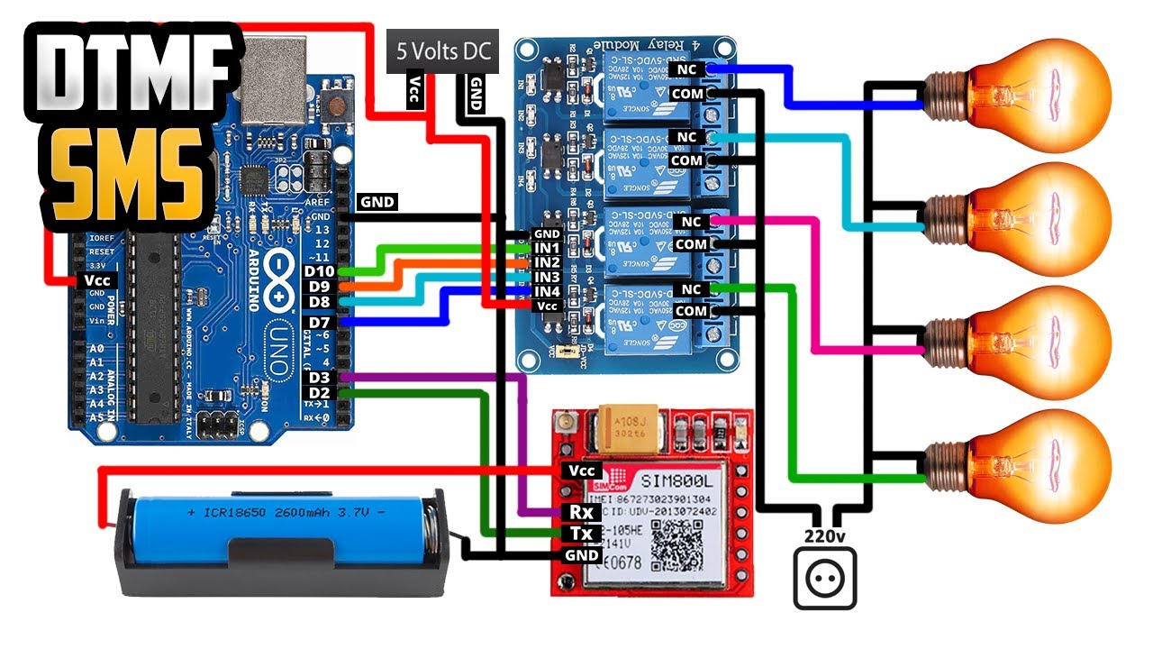 DTMF | Arduino SIM800L Relay Control with SMS | SIM800L Register Phone Number by SMS