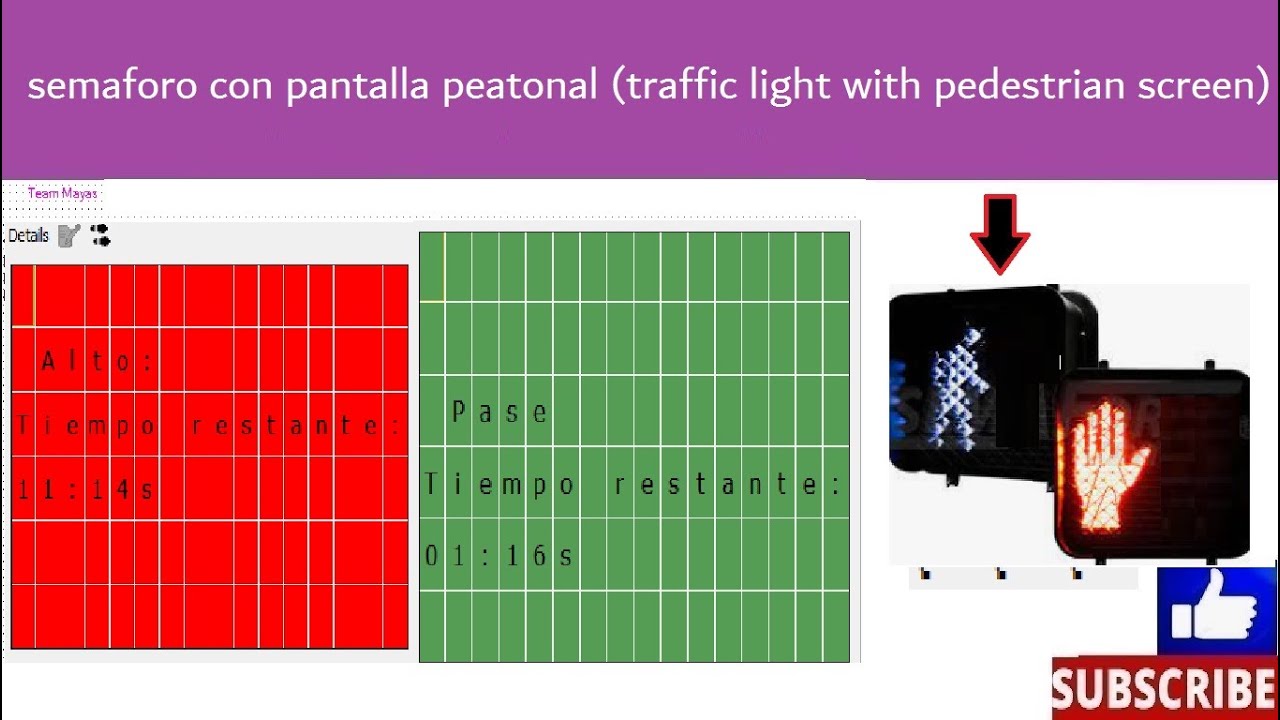 semaforo con pantalla peatonal (traffic light with pedestrian screen)