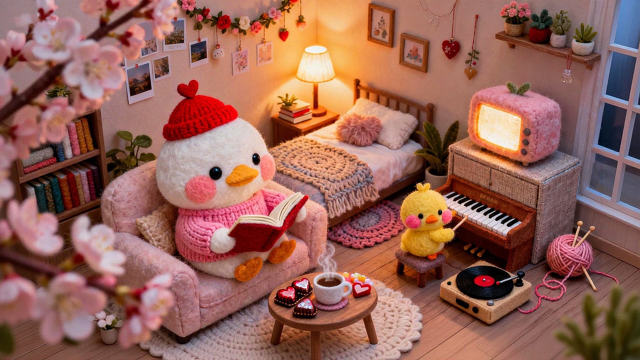 Relaxing Evening with QuackFI 💖 Sakura Jazz for Study & Relax 🌹 Cozy Love Ambience