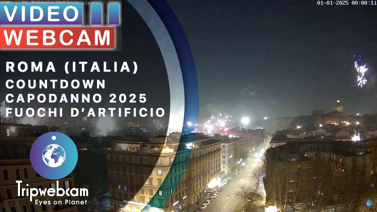 Рим Новый год 2025 🎆 | Взрывы и фейерверки с живых камер