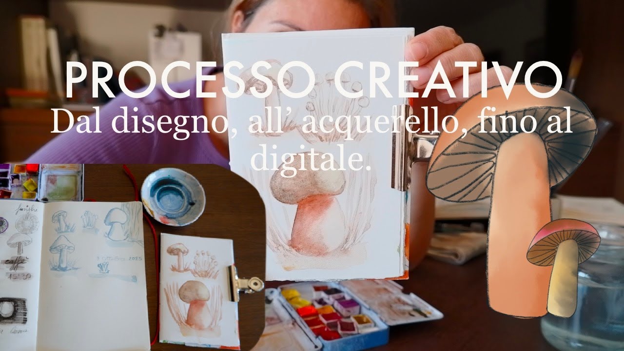 🍄 Dallo Schizzo all'Animazione: Acquerello e Digitale, il mio Processo Creativo Completo!