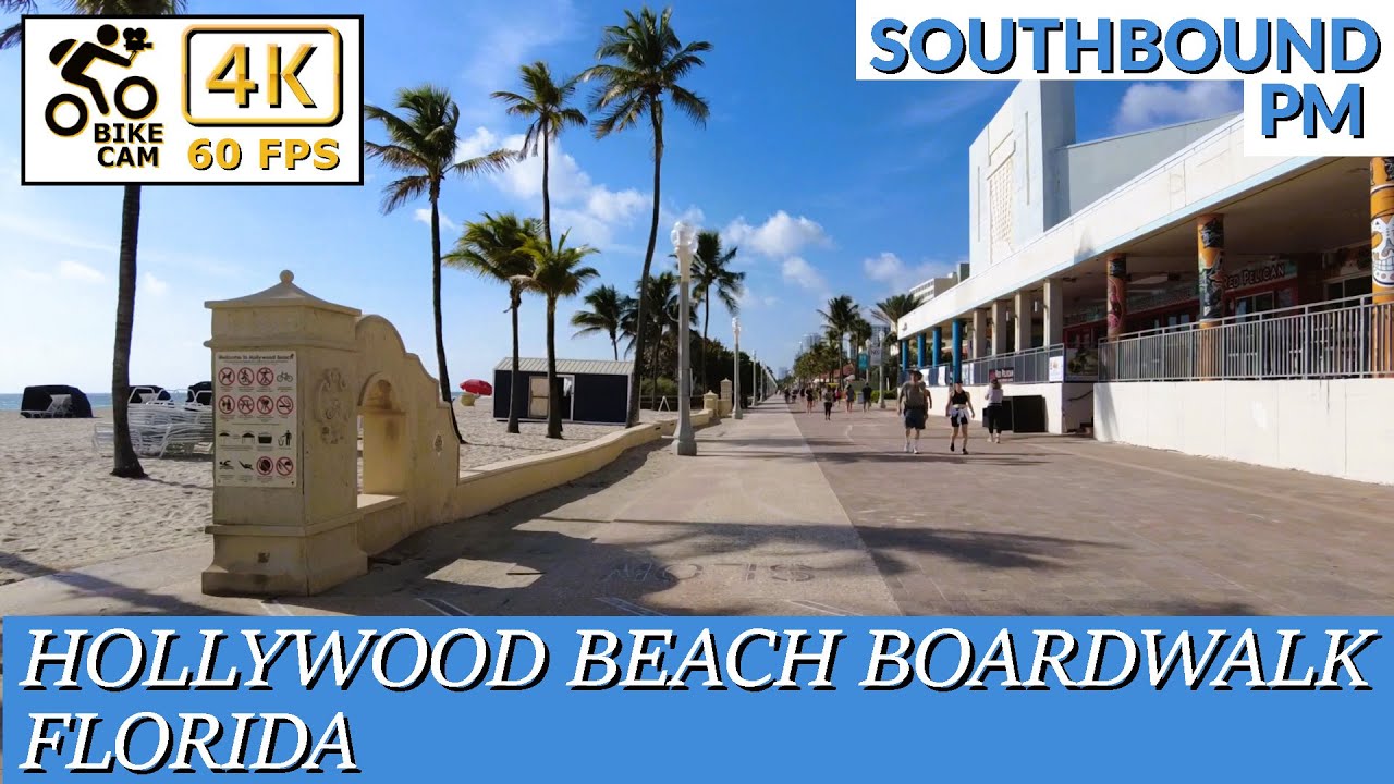 🚴‍♂️🌴 4K Bike Ride on Hollywood Beach Broadwalk – Scenic Florida Adventure! 🌊☀️