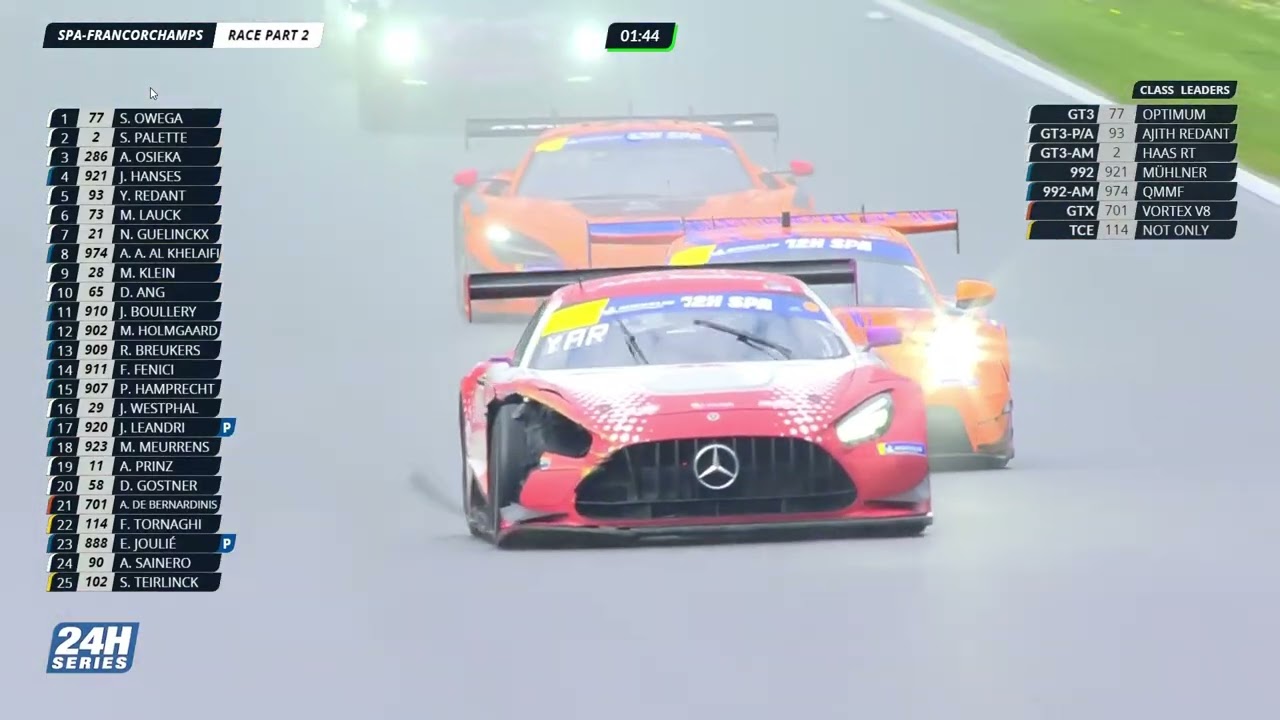 Yannick Redant (Ajith Kumar Racing) and Manuel Lauck (Proton Competition) battle at the 12h of Spa.