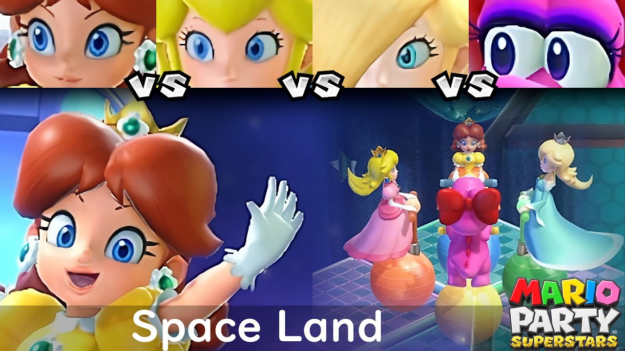 Mario Party Superstars Daisy vs Peach vs Rosalina vs Birdo in Space Land