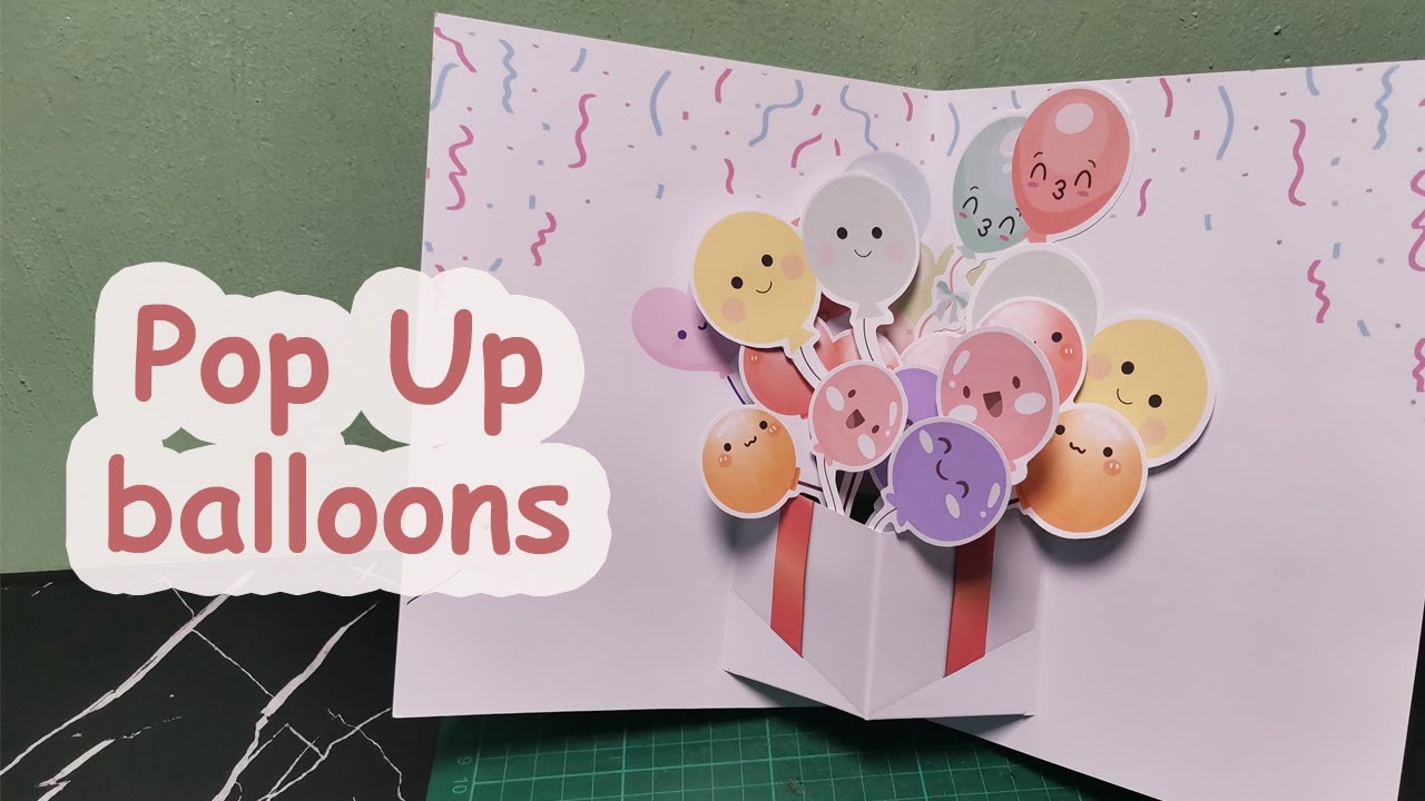 Pop Up birthday card - how to make pop up balloons in a birthday greeting card