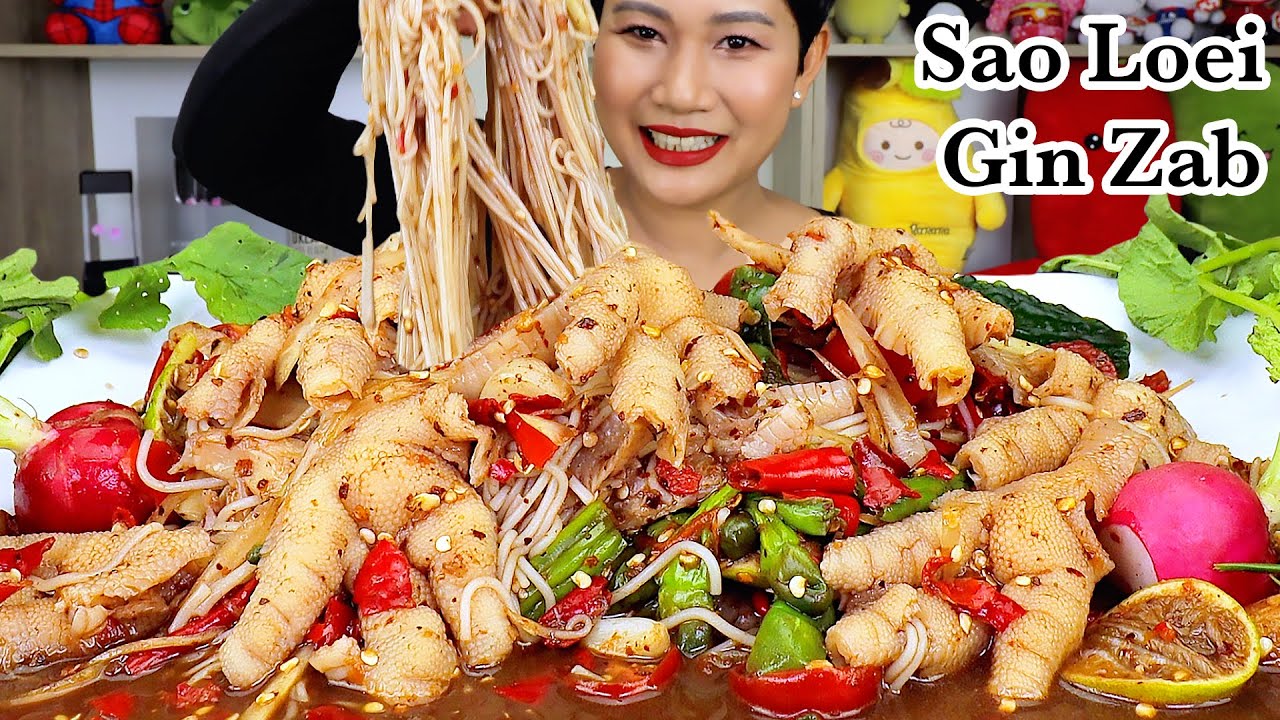 กินตำเล็บมือนางเผ็ดๆ‼️ขนมจีนเหนียวนุ่ม เล็บมือนางเด้งๆ มะระขี้นกขมๆชะอมแซ่บๆจ้า|พร้อมวิธีทำ|Mukbang