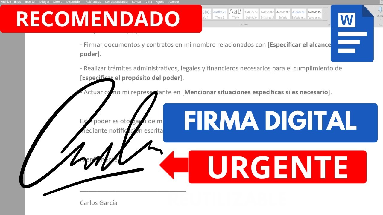C&oacute;mo Insertar una Firma Digital en Word ✅ Como firmar en WORD