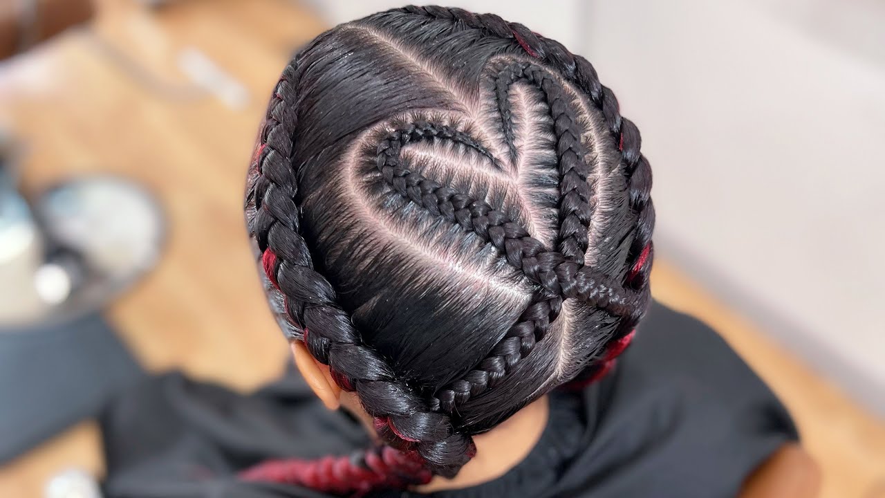 Two Feed in Braids with Heart Braid Design