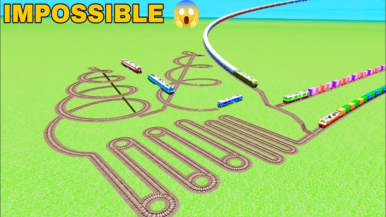 TRAIN VS IMPOSSIBLE SPIRAL TRACKS 😱 EXPERIMENT CIRCLE SNAKE CROSSING RAILROAD BEANG DRIVE H 