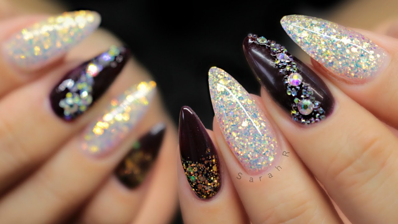 ✨HARD GEL | NEW YEARS NAILS! GLITTER & CRYSTALS✨